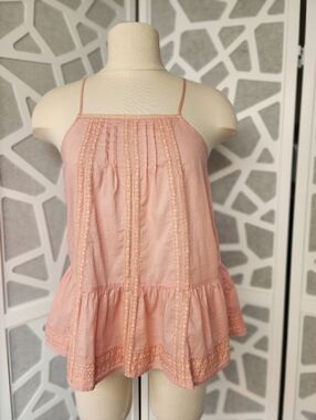 Women's Medium Mossimo Blush Pink  Spaghetti Tank Top Blouse With Lace